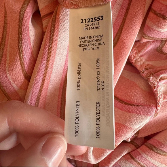 NWT Dex Tiered Midi Dress Sz  XS Coral Swirl Psychedelic Funky Hippie Wrap Front - Picture 16 of 16